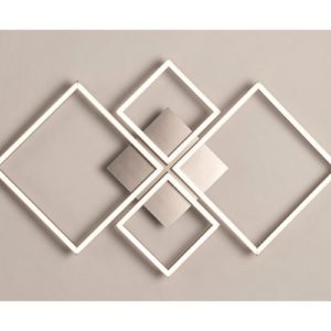 Wall Art 4 Square LED Wall Flush Fitting Light In Satin Silver