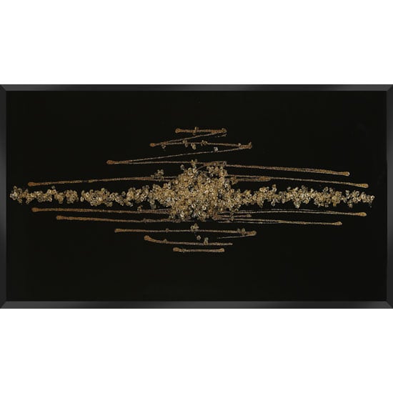Amaze Glass Wall Art In Black With Champagne Glitter Crystals