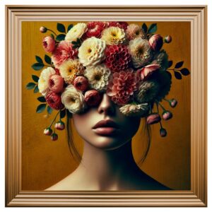 Hankinson Flower Face Lady Wall Art In Bronze Frame