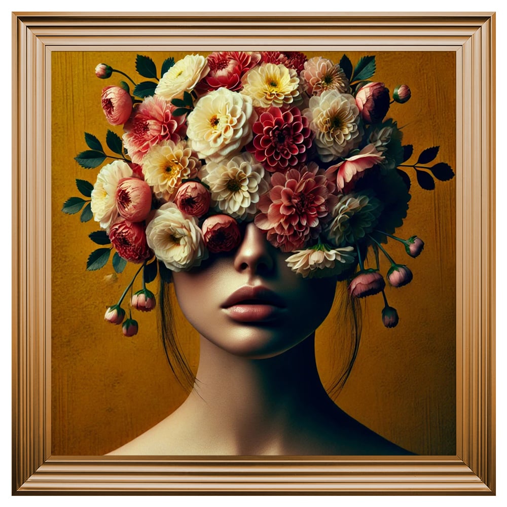 Hankinson Flower Face Lady Wall Art In Bronze Frame