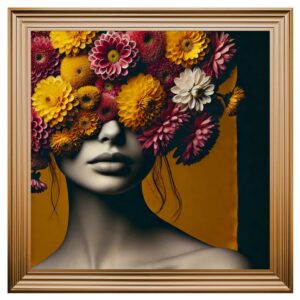 Hankinson Flower Face Woman Wall Art In Bronze Frame