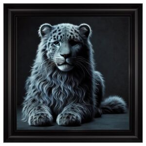 Hankinson Grey Leopard Cub Wall Art In Black Frame