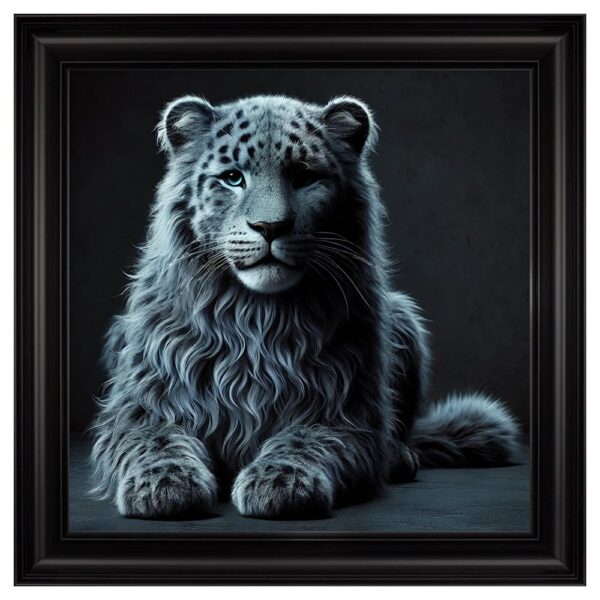 Hankinson Grey Leopard Cub Wall Art In Black Frame