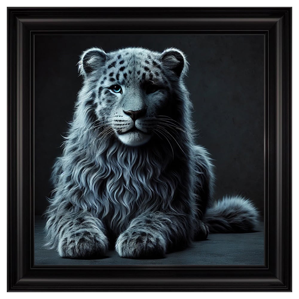 Hankinson Grey Leopard Cub Wall Art In Black Frame