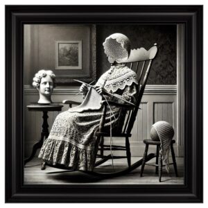 Hankinson Headless Knitting Lady Wall Art In Black Frame