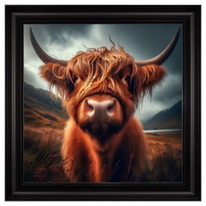 Hankinson Highland Cow Wall Art In Black Frame