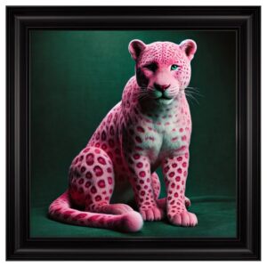 Hankinson Pink Leopard Cub Wall Art In Black Frame