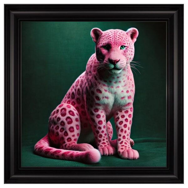 Hankinson Pink Leopard Cub Wall Art In Black Frame