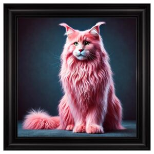 Hankinson Pink Maine Coon Cat Wall Art In Black Frame