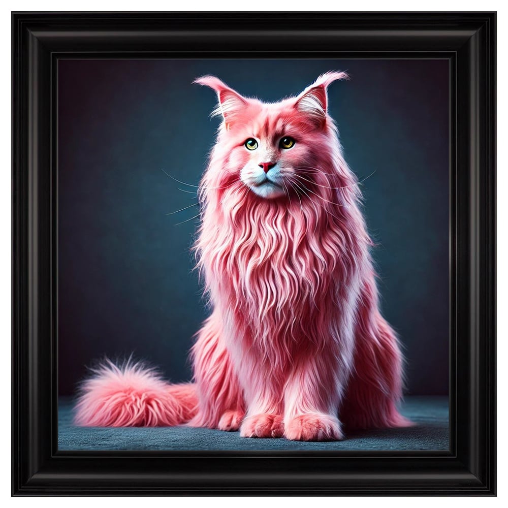 Hankinson Pink Maine Coon Cat Wall Art In Black Frame
