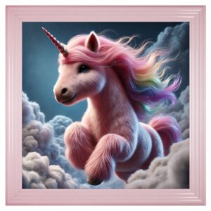 Hankinson Pink Unicorn Wall Art In Pink Frame