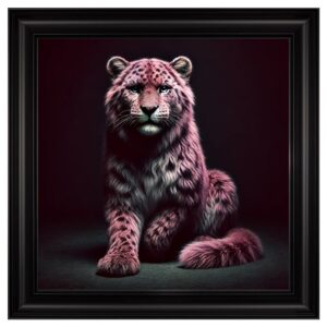 Hankinson Sitting Pink Leopard Cub Wall Art In Black Frame