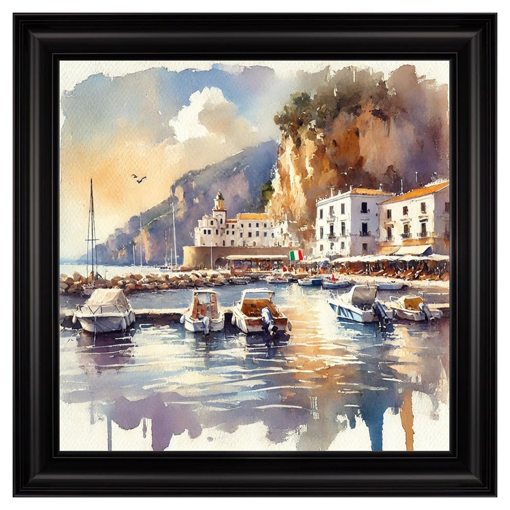 Hankinson Watercolour Marina Wall Art In Black Frame