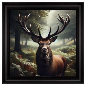 Hankinson Wild Stag Wall Art In Black Frame