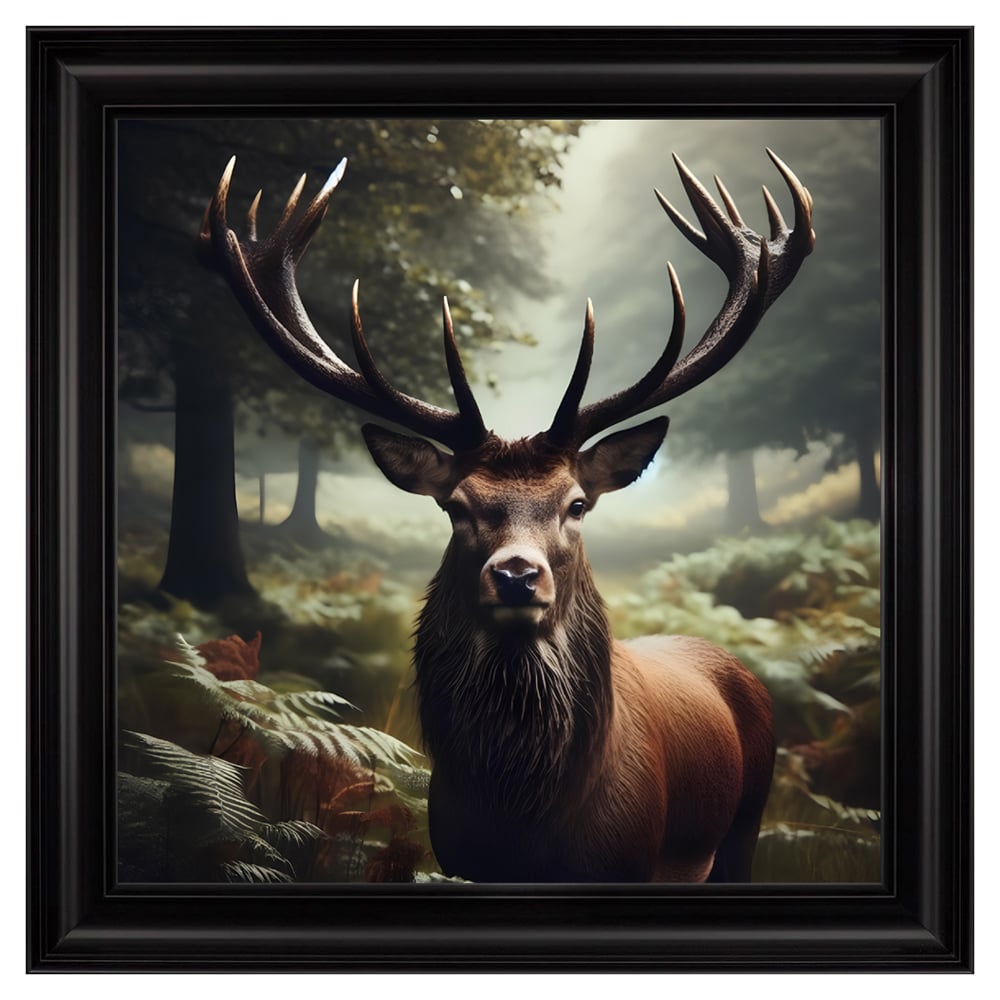 Hankinson Wild Stag Wall Art In Black Frame