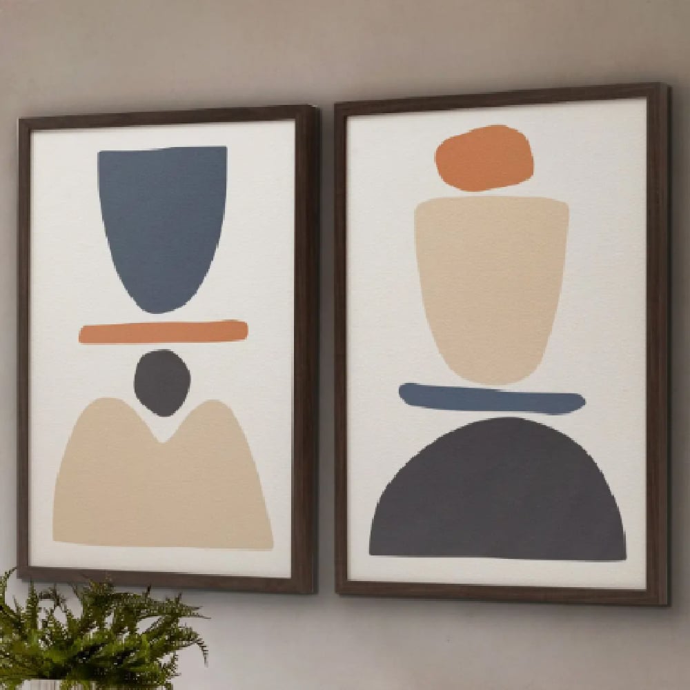 Healdsburg Wooden Set Of 2 Balance Wall Art In Brown Frame
