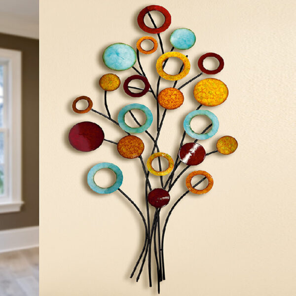 Alperton Metal Circle Flower Wall Art In Multicoloured