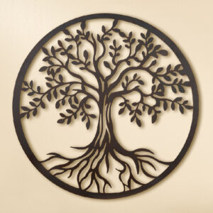 Alperton Metal Round Tree Wall Art In Dark Brown