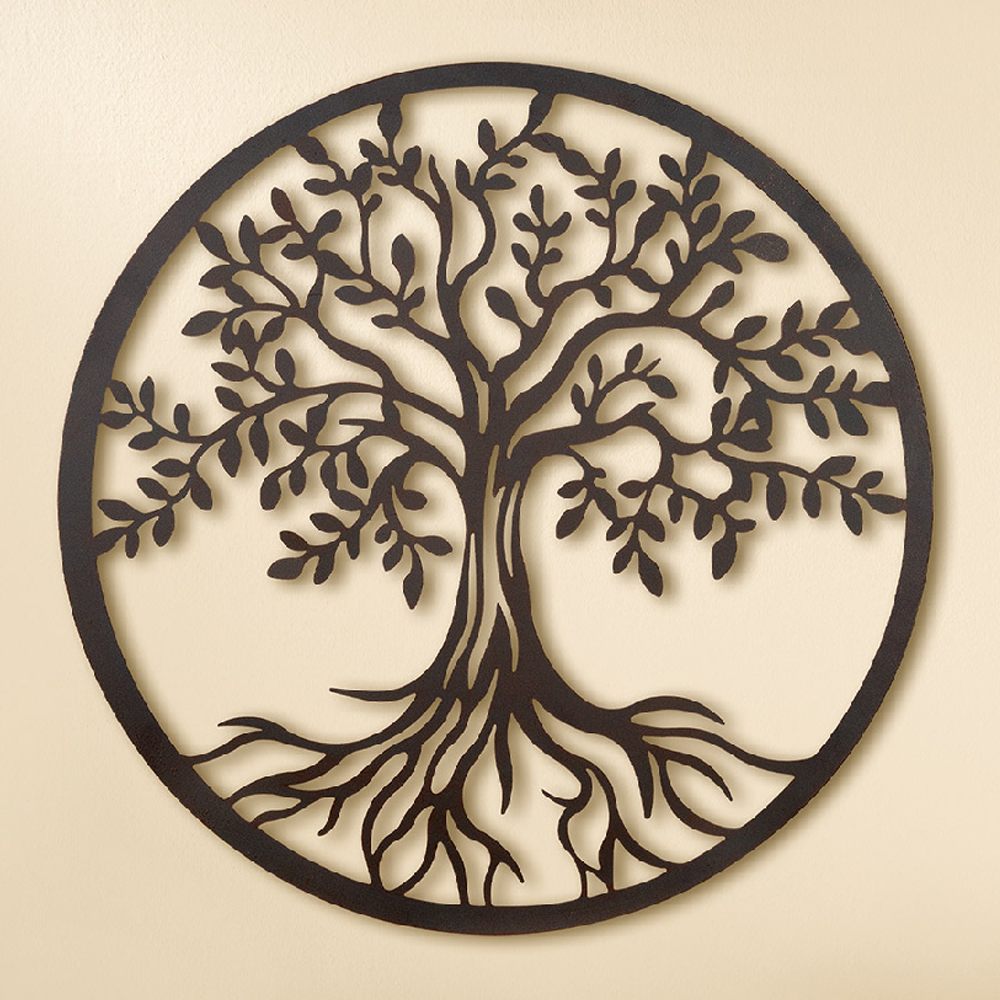 Alperton Metal Round Tree Wall Art In Dark Brown