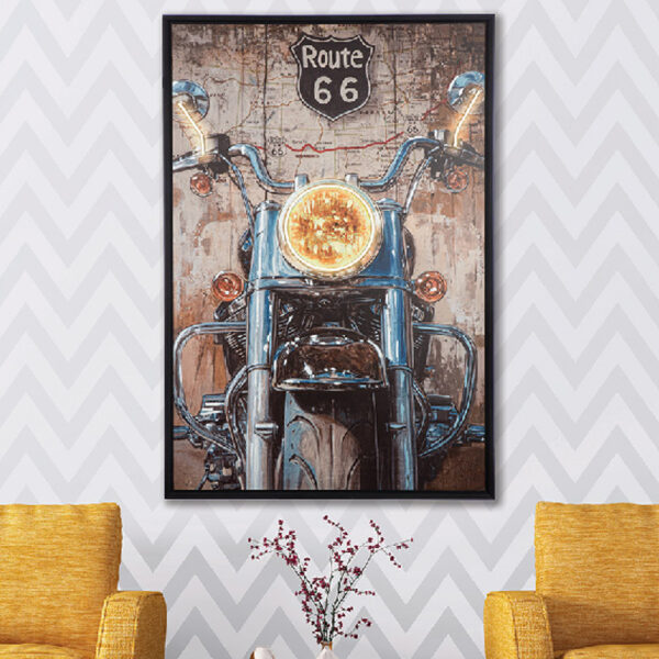 Cheam Canvas Motorcycle LED Wall Art In Multicoloured