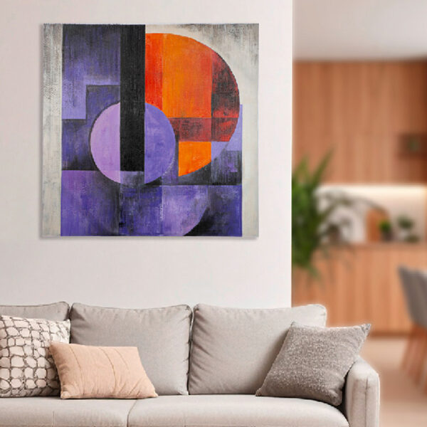 Cheam Wooden Geometric Wall Art In Purple And Red