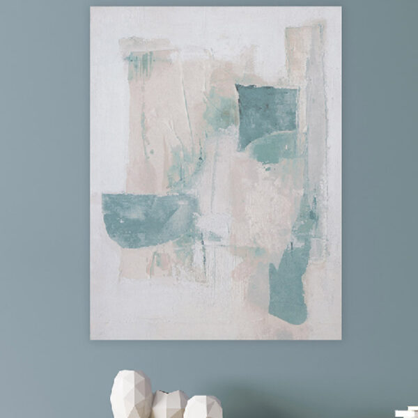 Colindale Canvas Rectangular Geometric Wall Art In White And Blue