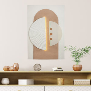 Colindale Canvas Soft Abstract LED Wall Art In Orange And Cream