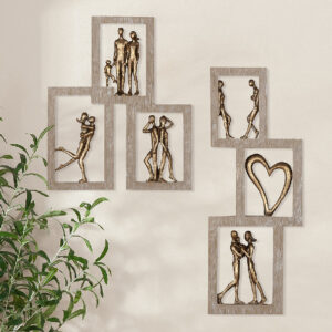 Colindale Synthetic Resin Golden Moments Wall Art Set In Natural