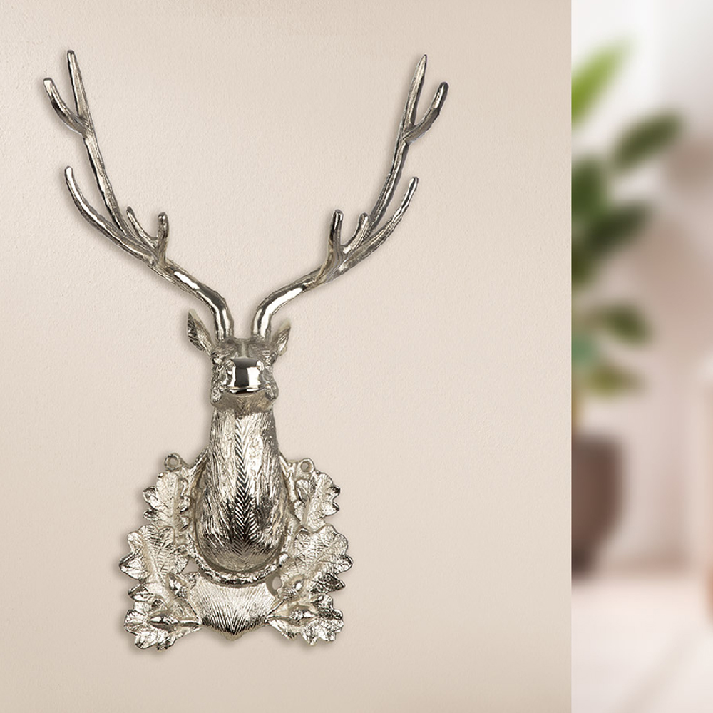 Hastings Large Aluminium Deer Wall Art In Silver