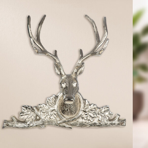 Hastings Small Aluminium Deer Wall Art In Silver